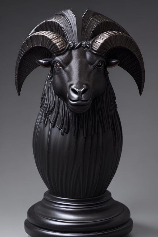 A Black Advancer piece, drawn by Leonardo.Ai and Dreamshaper from the prompt 'a lack chess piece of a ram.'