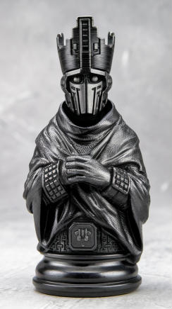 AI image made by Fergus Duniho with Ideogram from a prompt for a cybernetic bishop, which kind of combines Bishop with one variety of war machine.