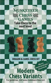 Musketeer Chess Variant Kit - Dragon & Camel - Black & Natural Musketeer Chess Variant Kit - Dragon & Camel - Black & Natural