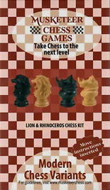 Musketeer Chess Variant Kit - Lion & Rhinoceros - Black & Natural Musketeer Chess Variant Kit - Lion & Rhinoceros - Black & Natural