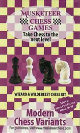 Musketeer Chess Variant Kit - Wizard & Wildebeest - Black & White Musketeer Chess Variant Kit - Wizard & Wildebeest - Black & White