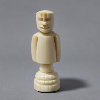 Drawn by Stable Diffusion from the prompt 'ivory man chess piece with human face'